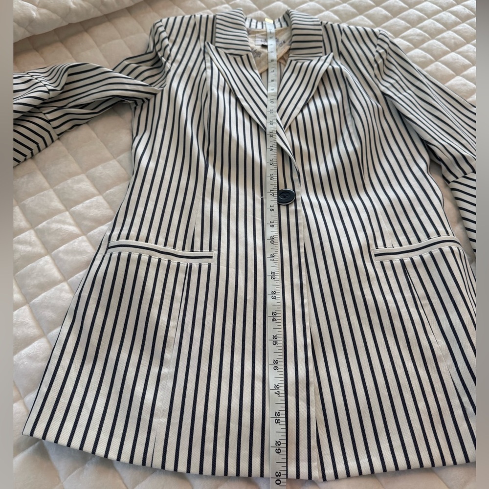 CAbi l 5295 Ole Ticking Bell Jacket Blazer Navy White size 4 - Picture 10 of 14
